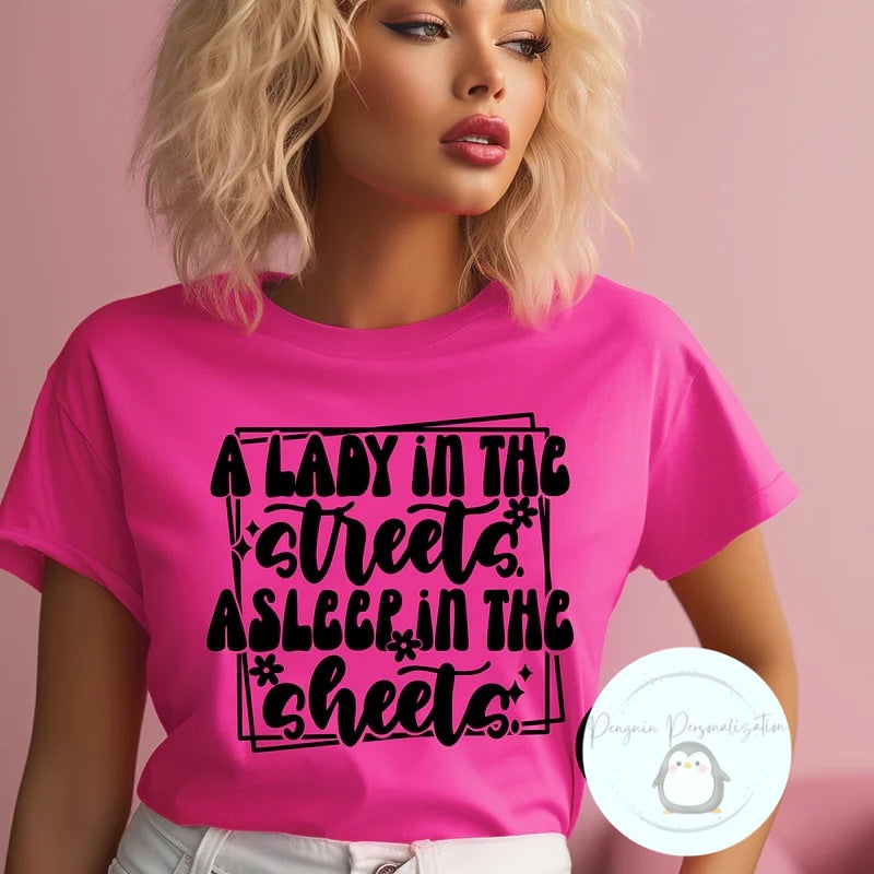 Lady in the Streets Asleep in the Sheets