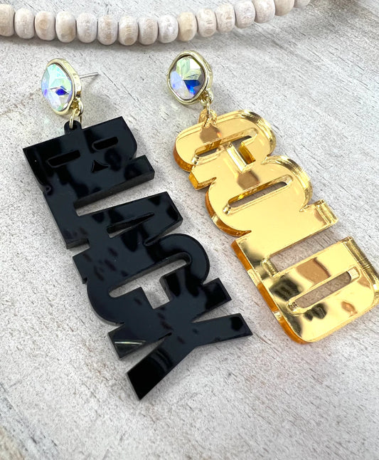 Black Gold Acrylic Earrings