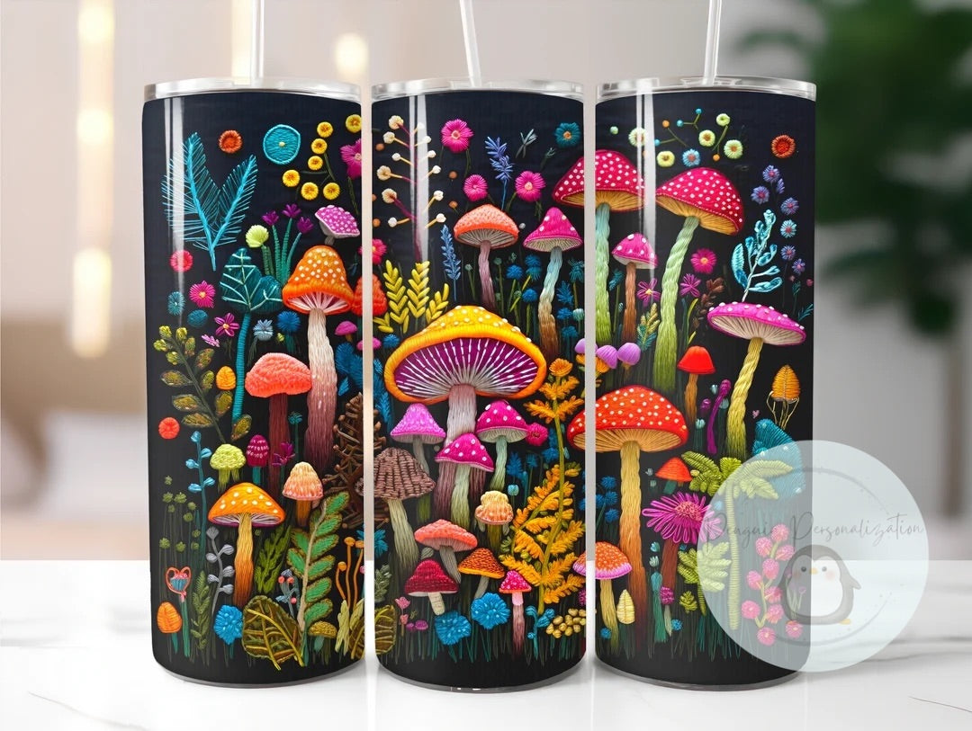 Mushrooms 20 oz skinny tumbler