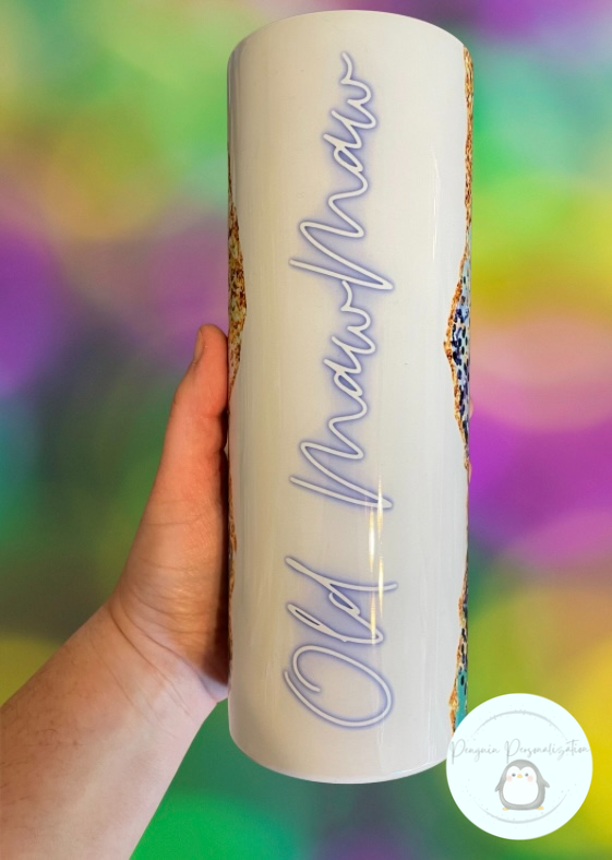 Mardi Gras Faux Glitter 20 oz skinny tumbler