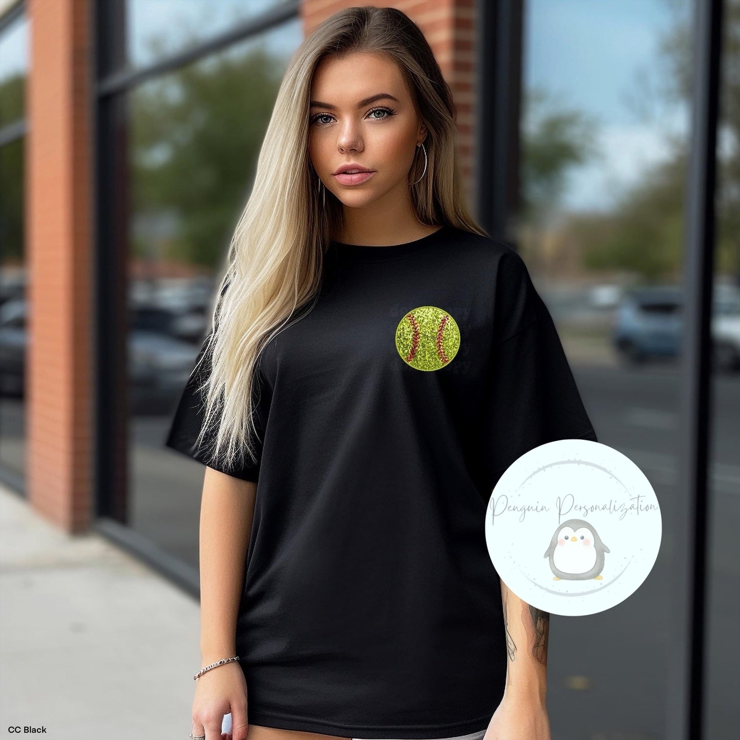 Softball Faux Glitter (pocket design)