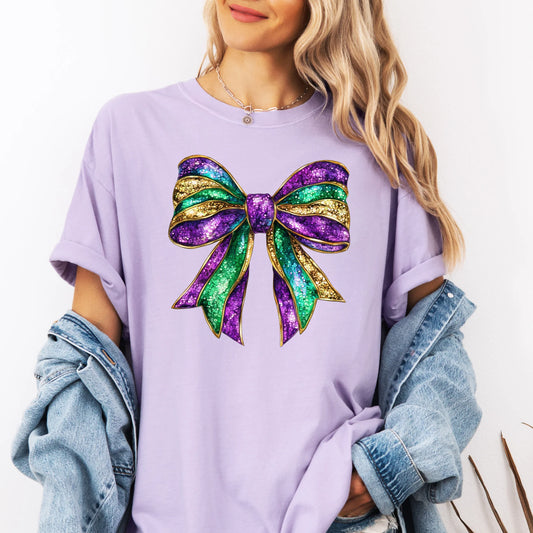 Mardi Gras Faux Sequin Bow