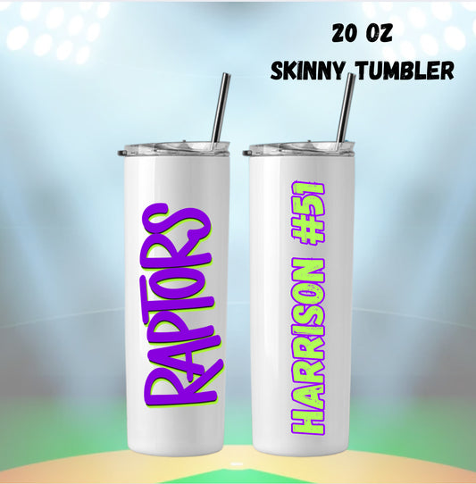 Raptors 20 oz Skinny Tumbler