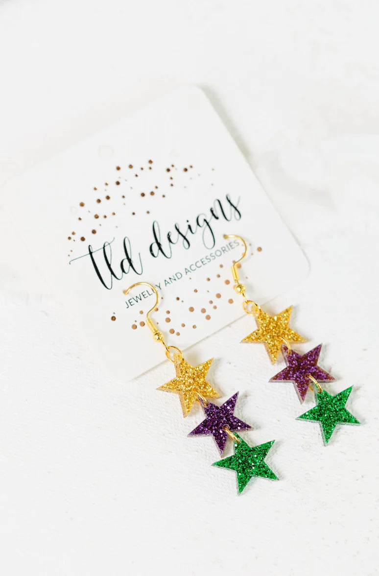 Mardi Gras Star Earrings