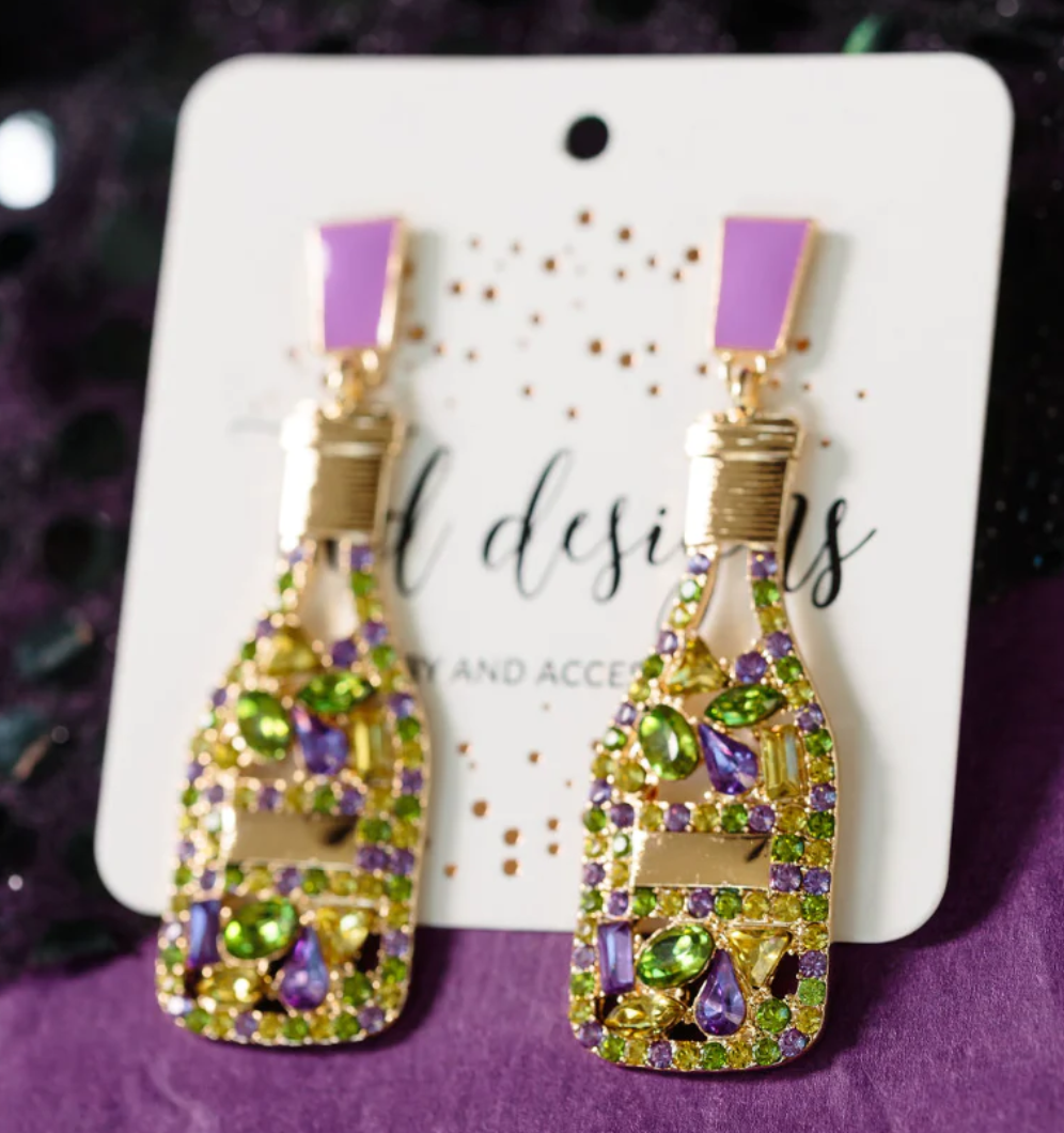 Mardi Gras Champagne Earrings