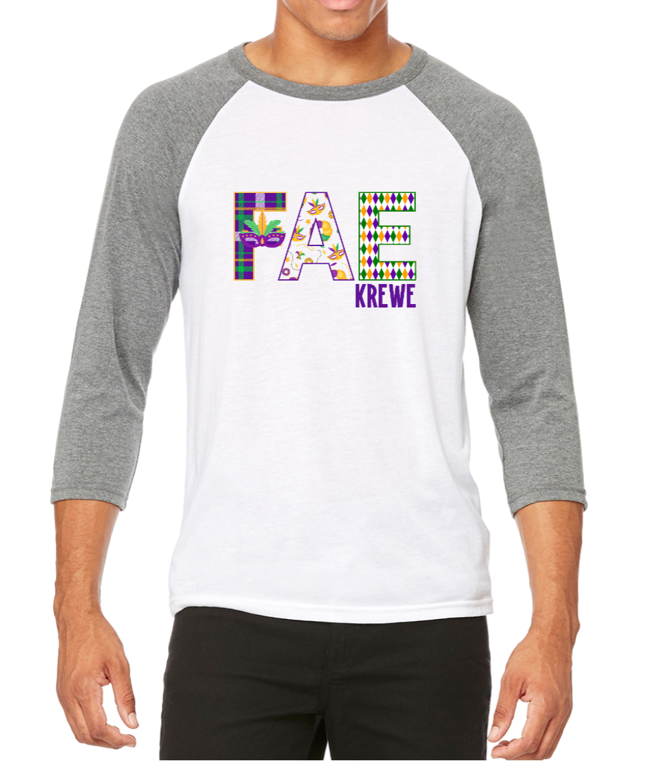 FAE PRE-ORDER CLOSES 1.18.25 - BELLA CANVAS BASEBALL T WHITE/GREY